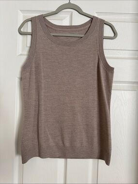 Woolx- “Chessy” Sleeveless Knit Tank Top, Taupe, Size Medium, NWOT.